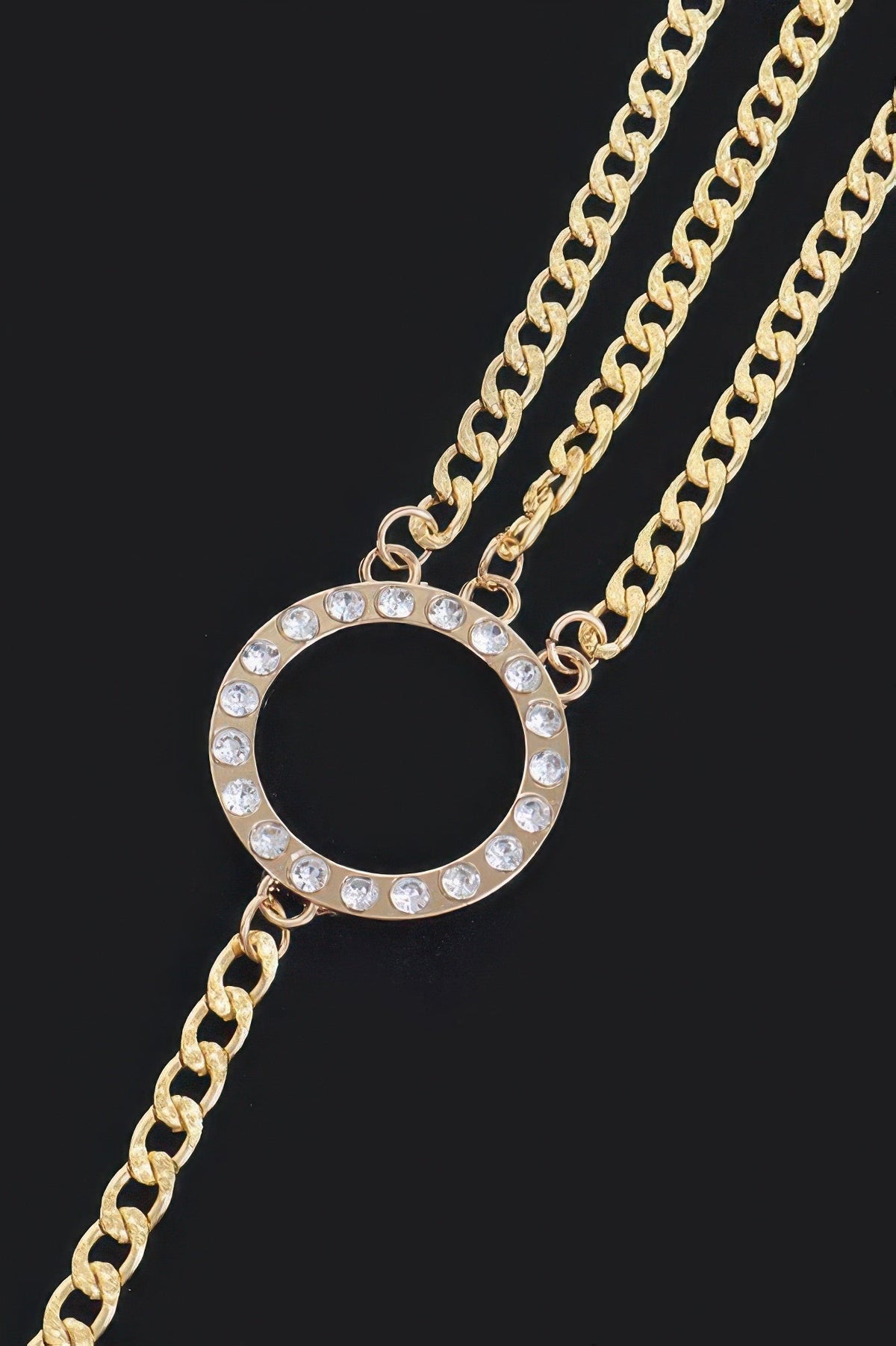 Metal Chain Waist Belt with Decorative Stone Ring