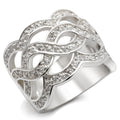 Rhodium 925 Sterling Silver Ring with AAA Grade CZ in Clear