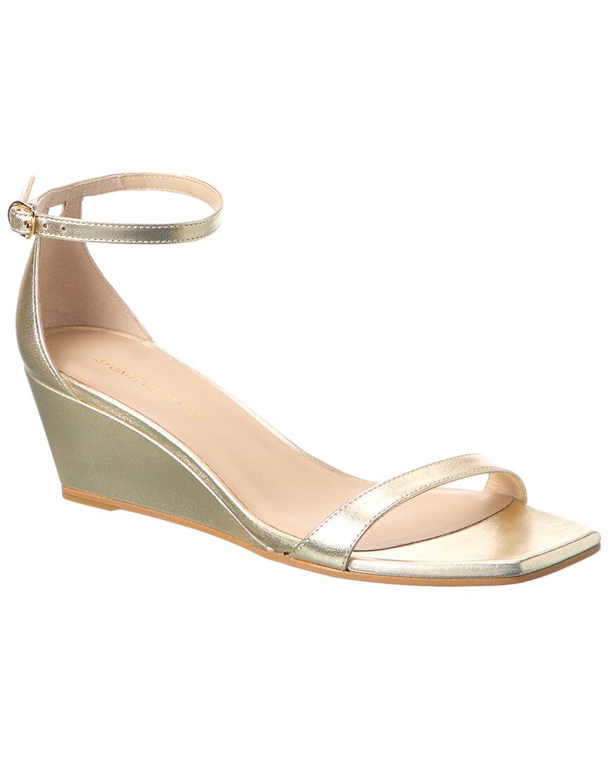 Stuart Weitzman Nudistcurve 50 Leather Wedge Sandal