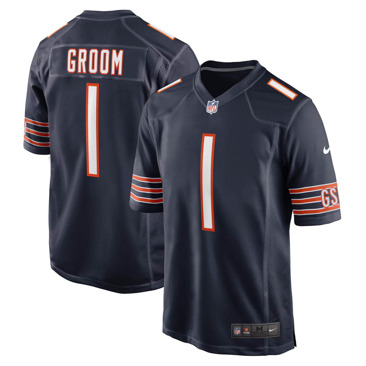 Chicago Bears Number 1 Groom Navy Game Jersey