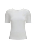 Ganni Women Ribbed Cotton T-Shirt