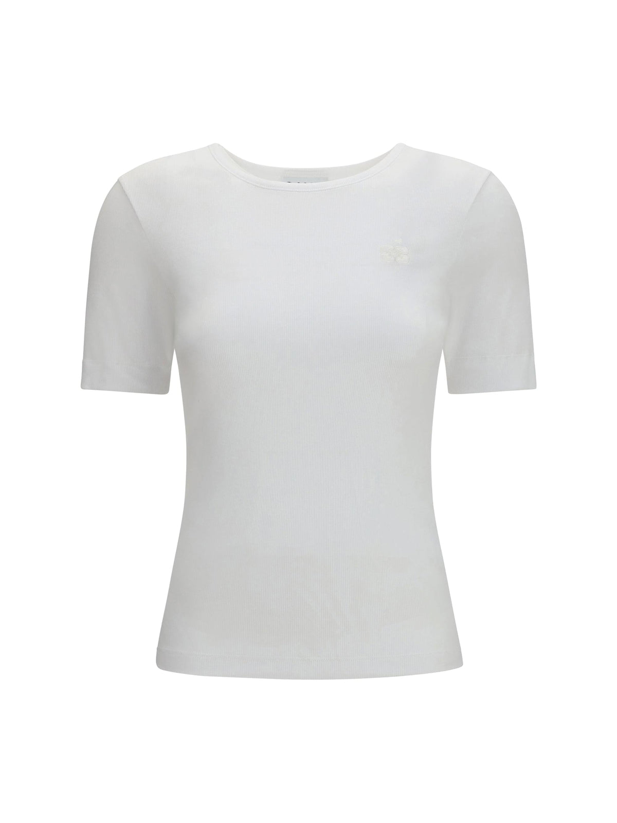 Ganni Women Ribbed Cotton T-Shirt