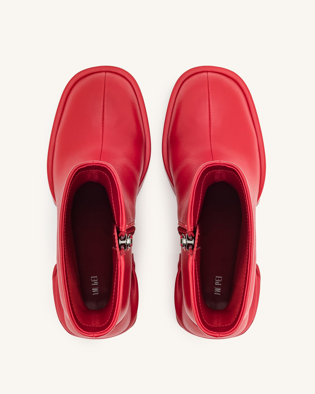 Saylor Round Toe Platform Ankle Boots - Red