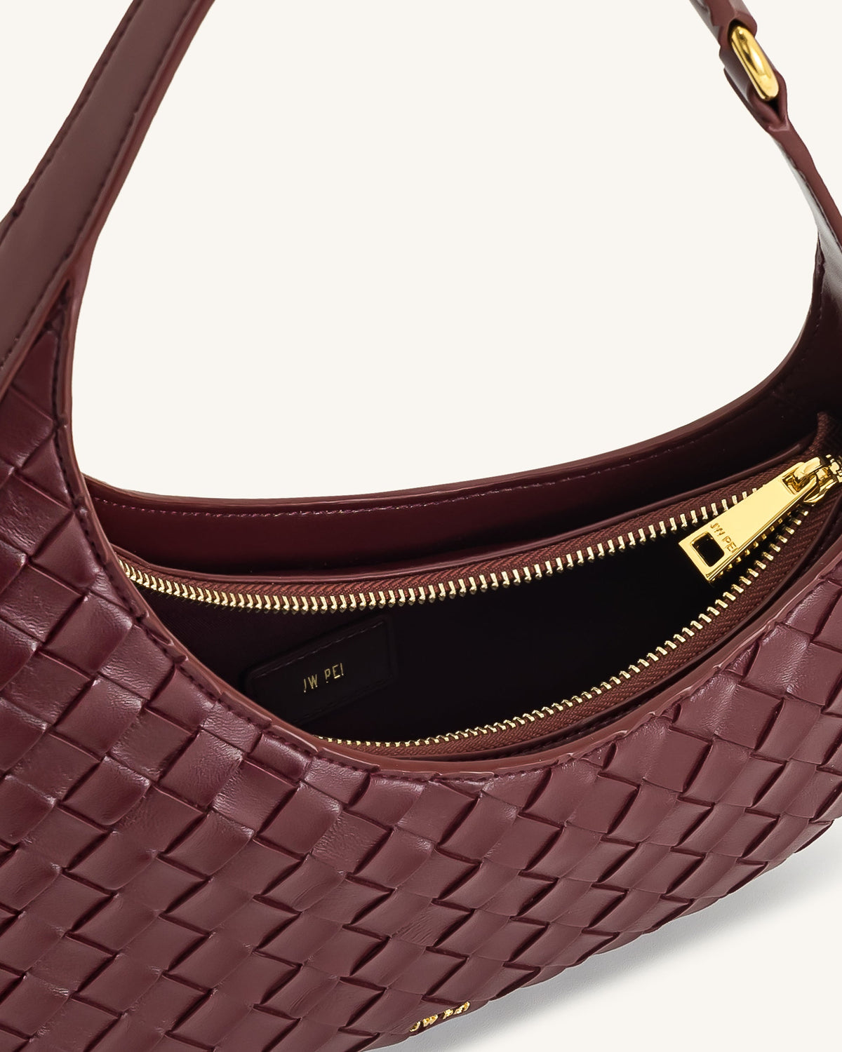 Harlee Weave Texture Shoulder Bag - Burgundy