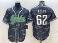 Men's Philadelphia Eagles Jason Kelce #62 Grey Camouflage Game jersey Joint Edition