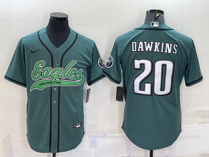 Men's Philadelphia Eagles Brian Dawkins #20 Midnight Green Game jersey Joint Edition