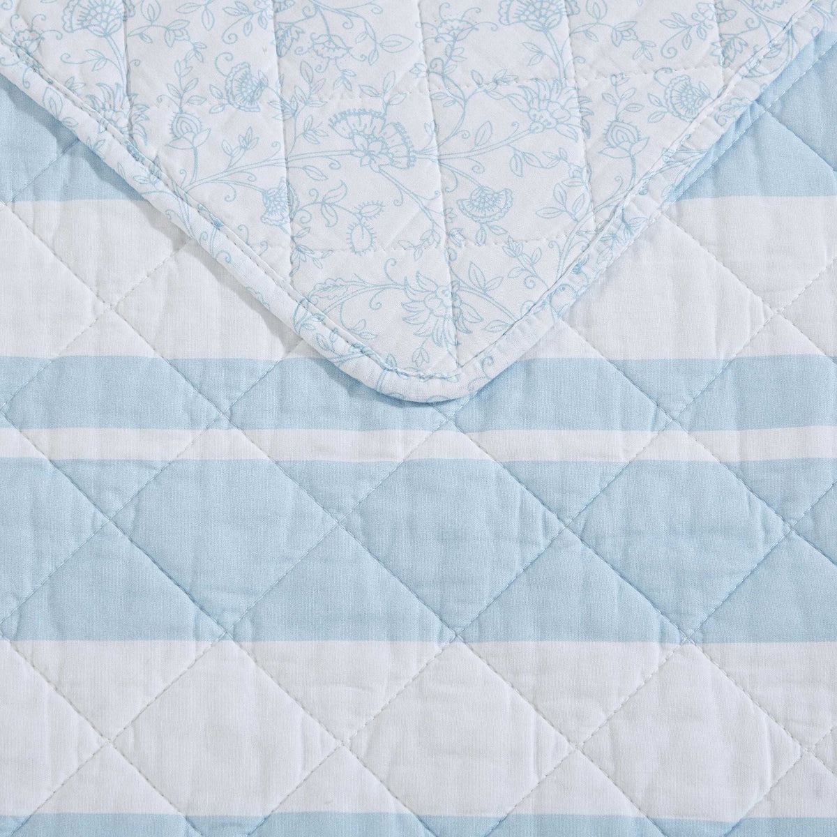 Nautica Seafront Stripe Blue Twin Quilt Set