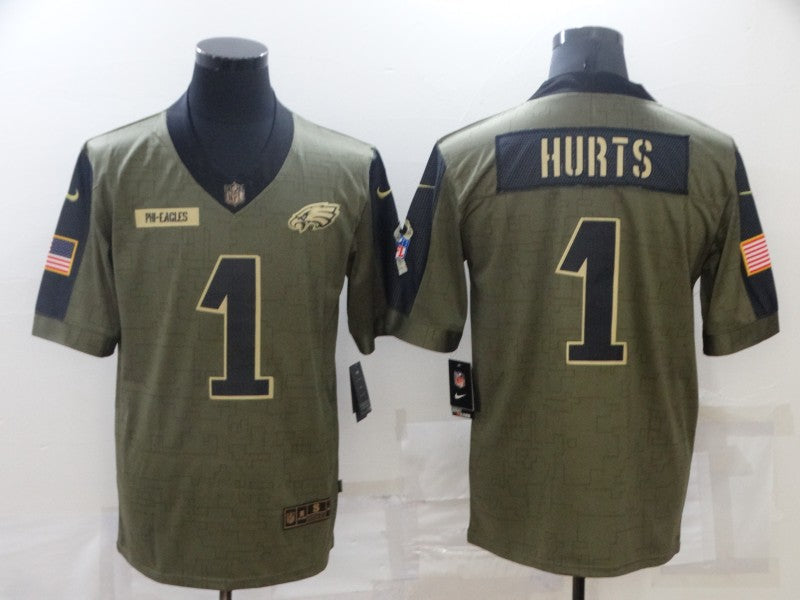 Men's Philadelphia Eagles Jalen Hurts #1 Brown Game jersey