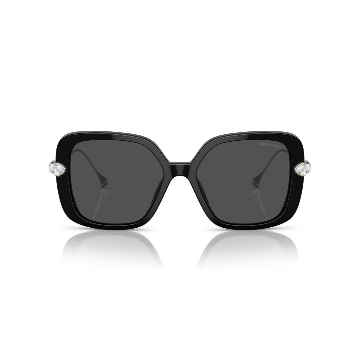 0Sk6011 Large Square Black Acetate Sunglasses with Crystal Embellishments