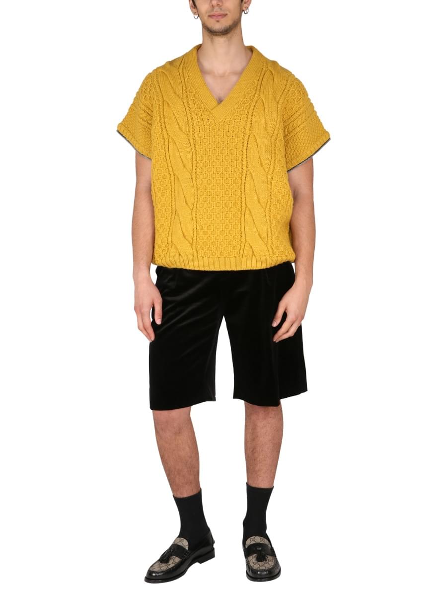 Gucci Men Stretch Velvet Shorts