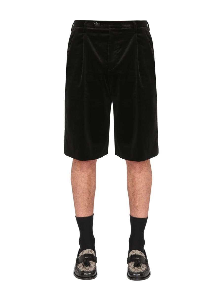 Gucci Men Stretch Velvet Shorts