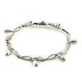 Rhodium 925 Sterling Silver Bracelet with Synthetic Pearl in White