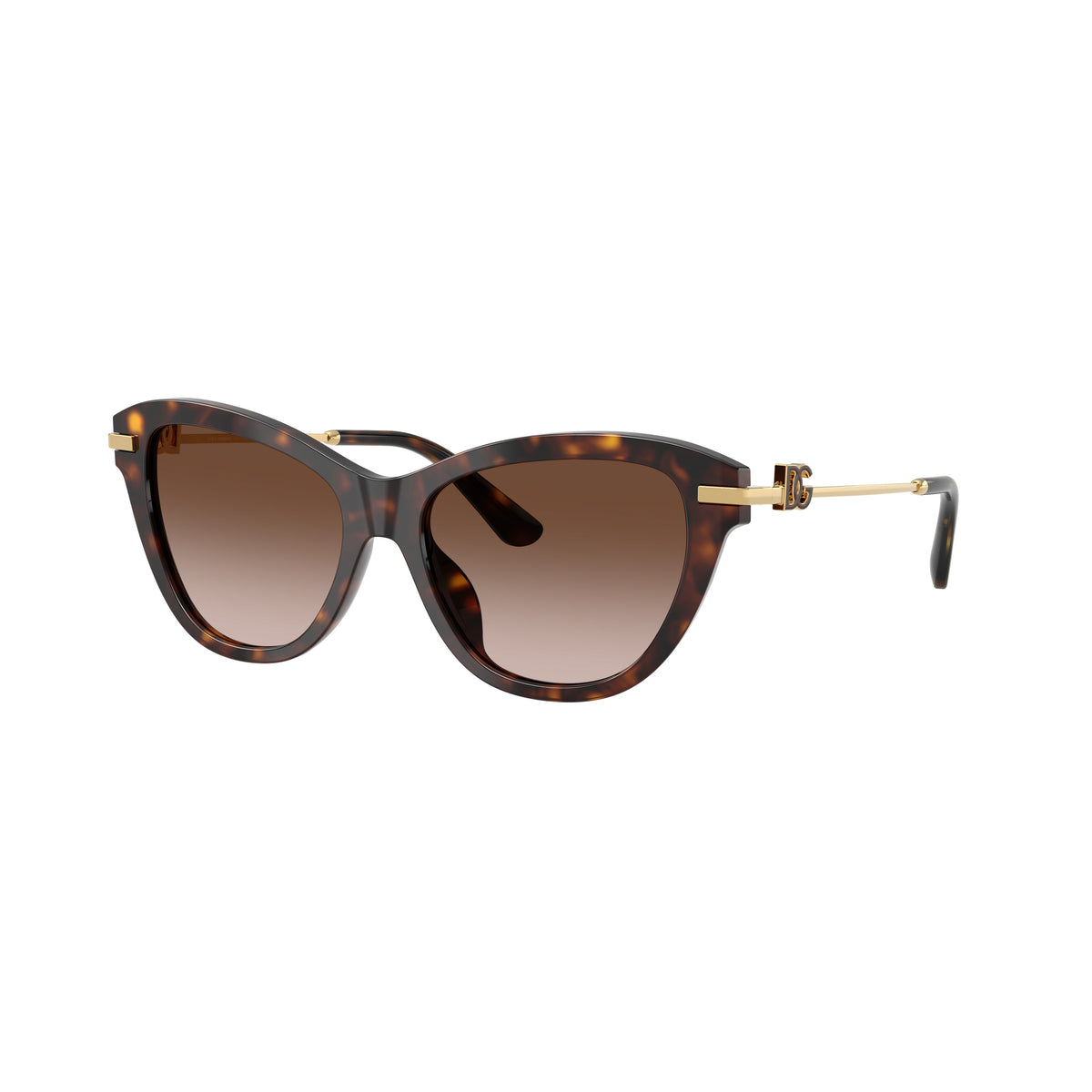 0Dg4534 Tortoiseshell Cat-Eye Sunglasses with Gold Metal Temples