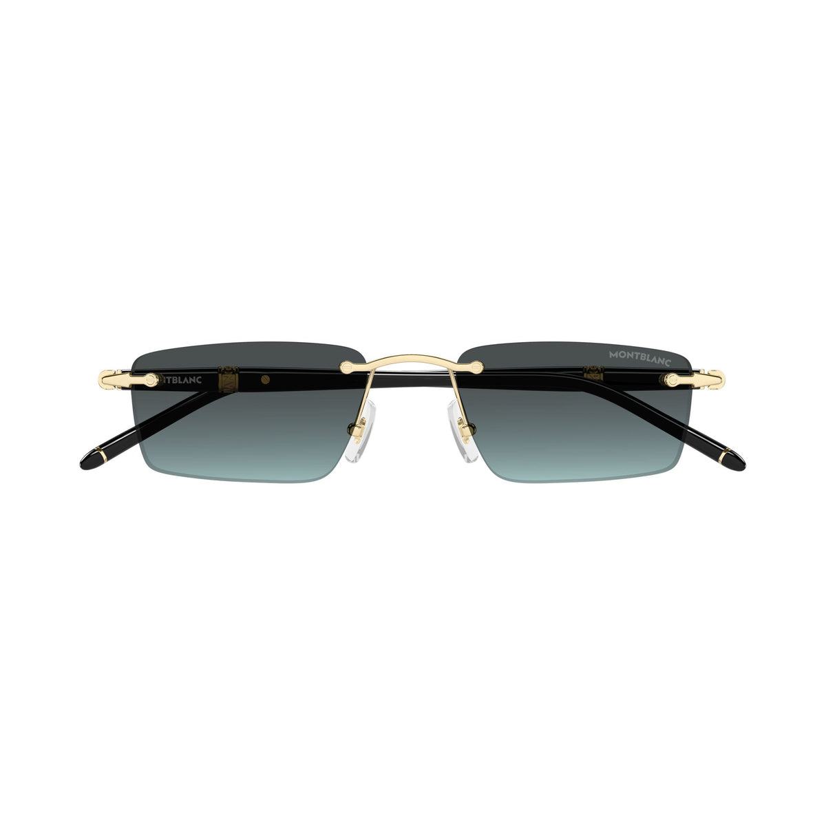 Rimless Rectangular Sunglasses With Gradient Lenses And Gold Accents