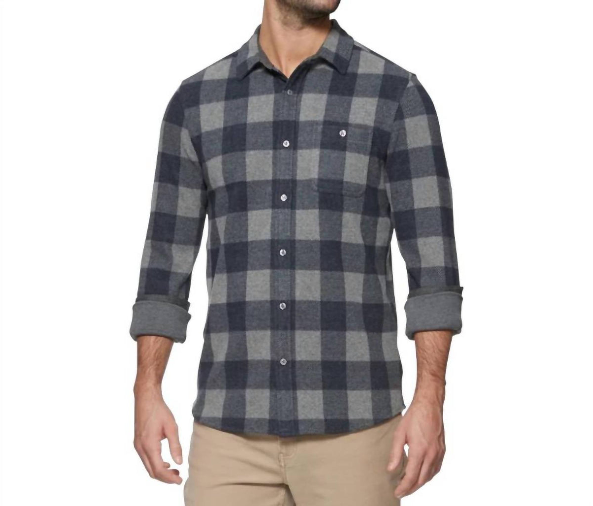 Hero Stretch Flannel Shirt In Navy/grey