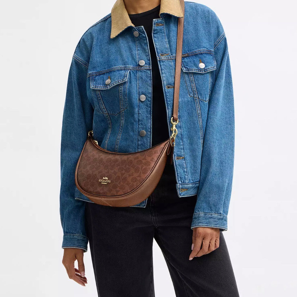 NWT Coach Aria Shoulder/Crossbody Bag Signature Canvas & Leather
