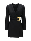 Balmain Women Grain De Poudre Blazer With Belt