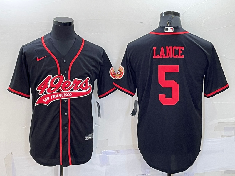 Men's San Francisco 49ers Trey Lance #5 Black Game jersey Joint Edition