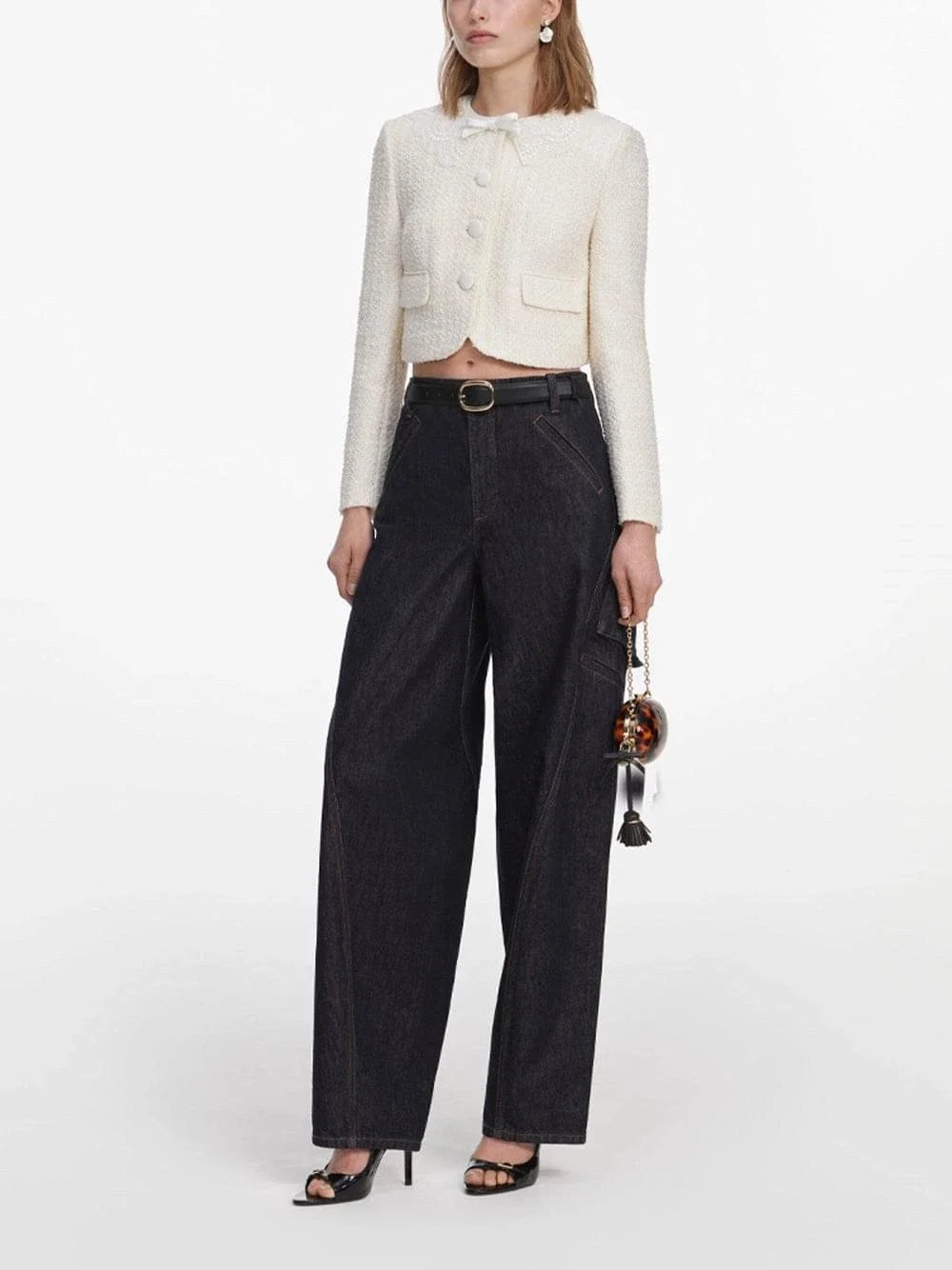 Self-Portrait Women Boucle Lace Collar Jacket