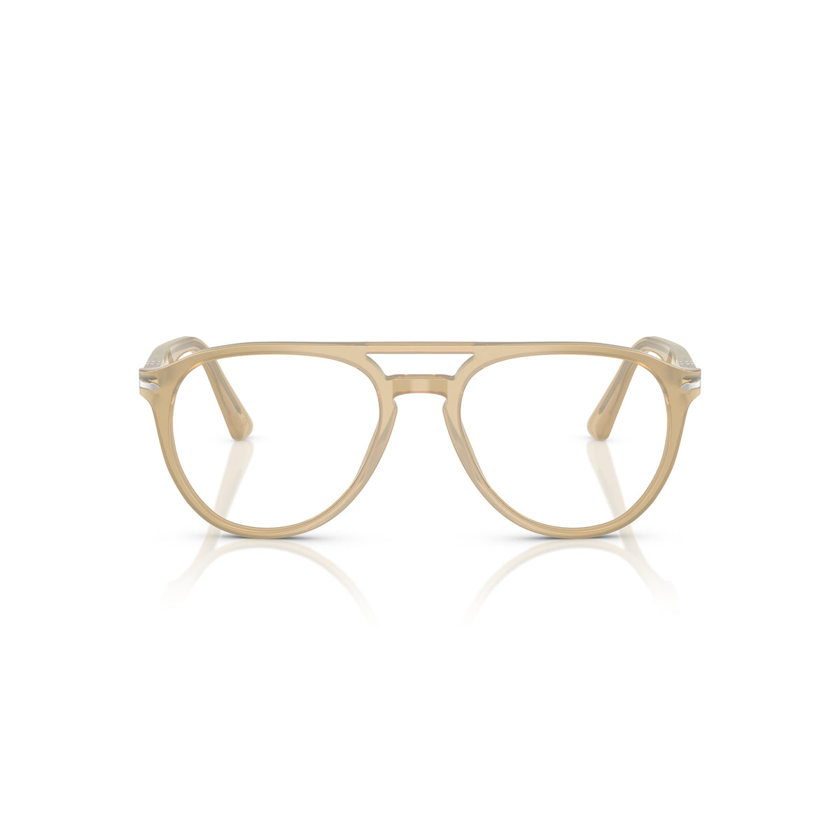 Translucent Beige Acetate Aviator Eyeglasses With Double Bridge