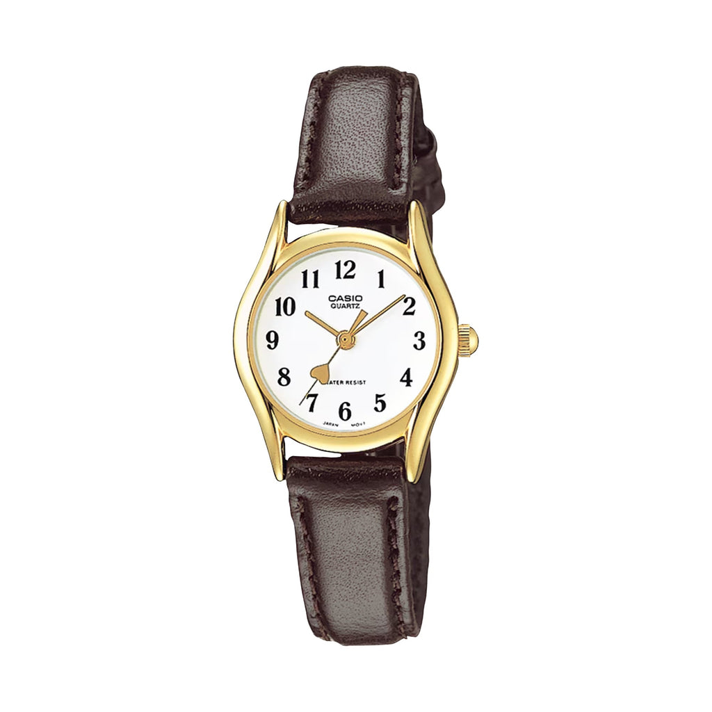 Casio Women’s Brown Leather Band Analog Watch White Dial - LTP-1094Q-7B5RDF