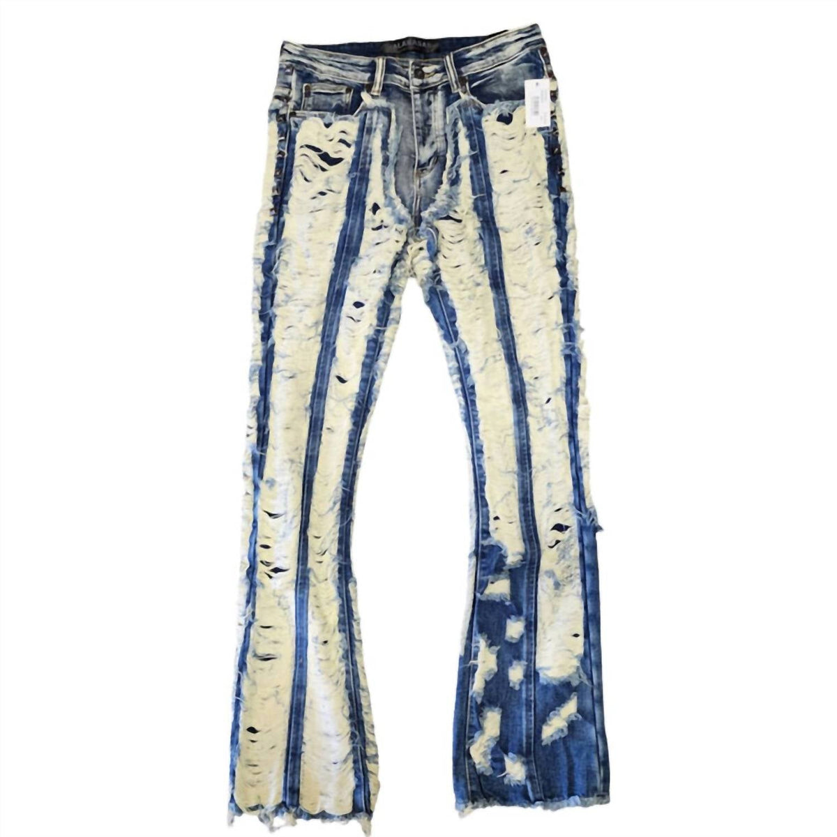 Women's Contrast Stacked Jean In Blue Washed