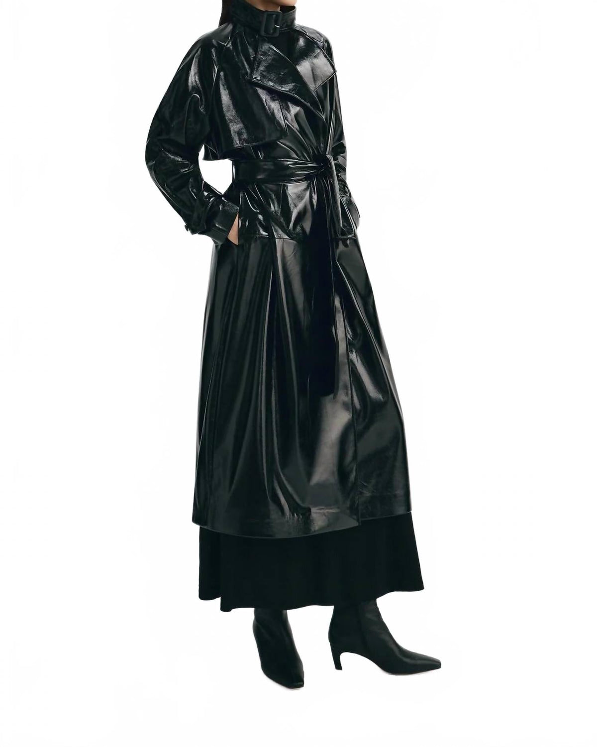 Hyde Shiny Trench Coat In Black