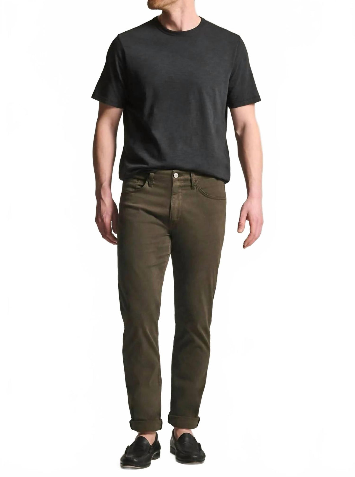 Charisma Relaxed Straight Twill Pants In Cactus Green