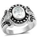 Rhodium Brass Ring with AAA Grade CZ in Clear