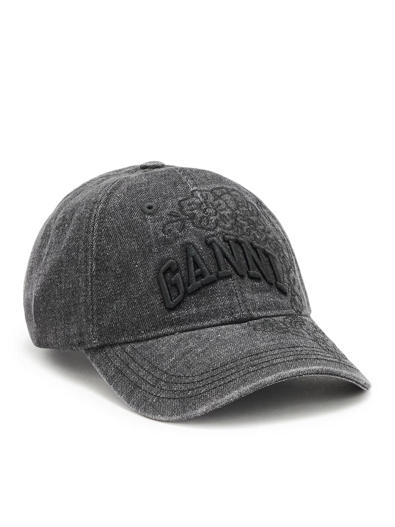 Ganni Women Embroidered Denim Cap