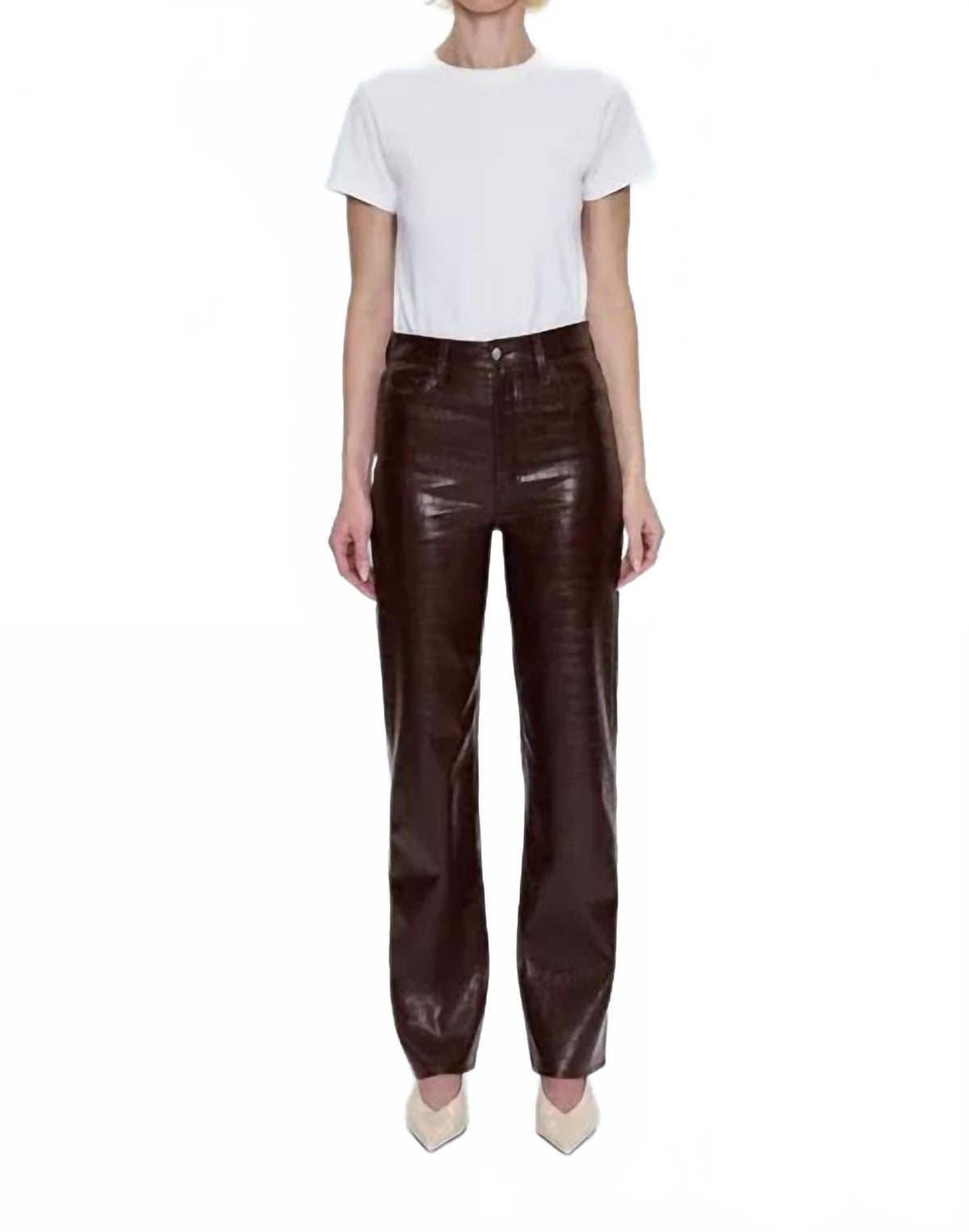 Cassie Straight Leg Pant In Brown Croc