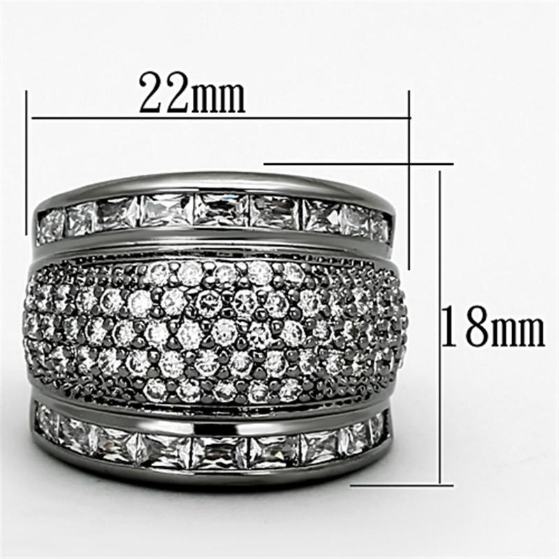 Ruthenium Brass Ring with AAA Grade CZ in Clear