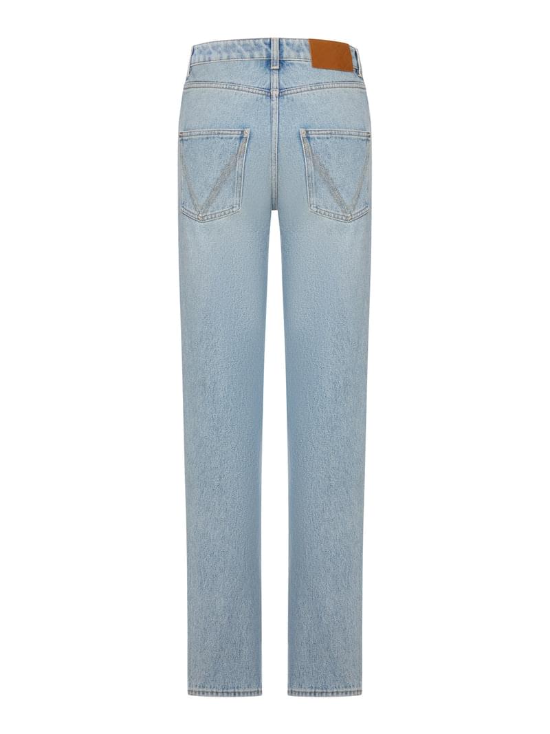 Bottega Veneta Women Straight Leg Denim Jeans, Light Wash