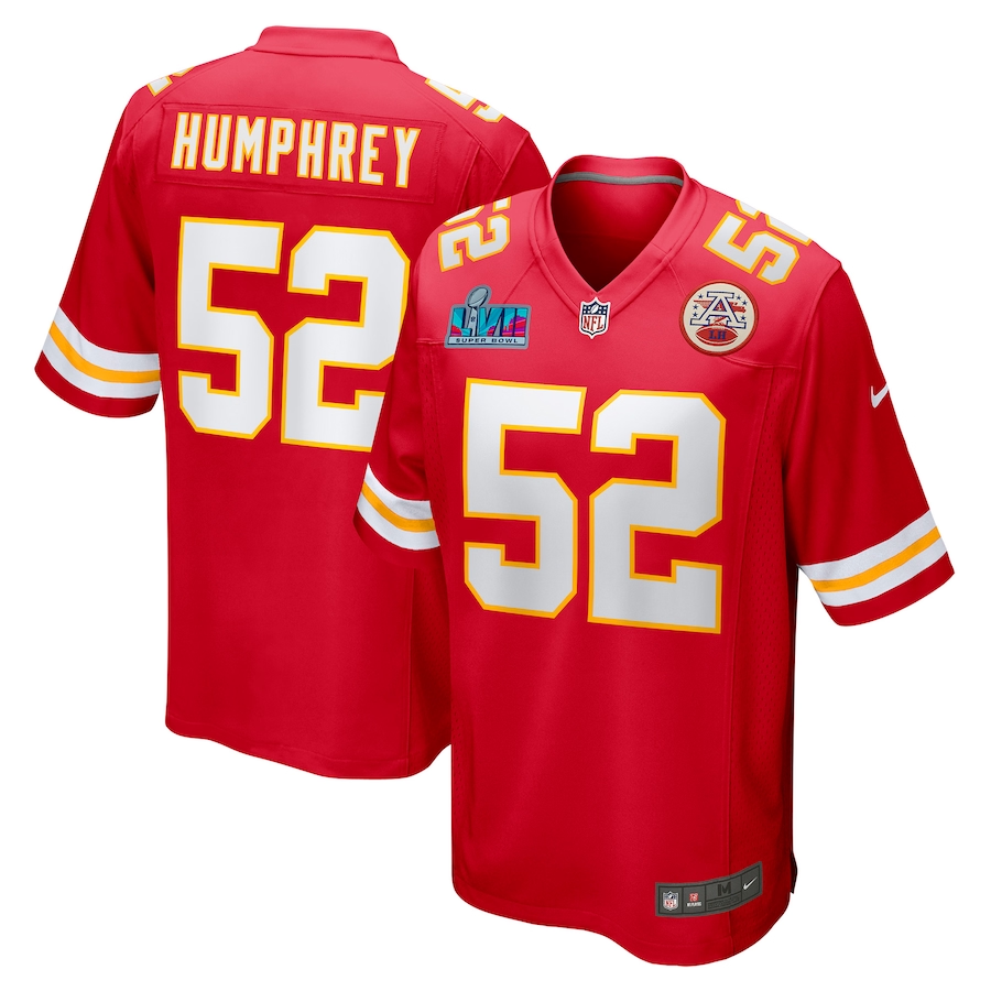 Men's Kansas City Chiefs Creed Humphrey #52 Red Super Bowl LVII Patch Game jersey