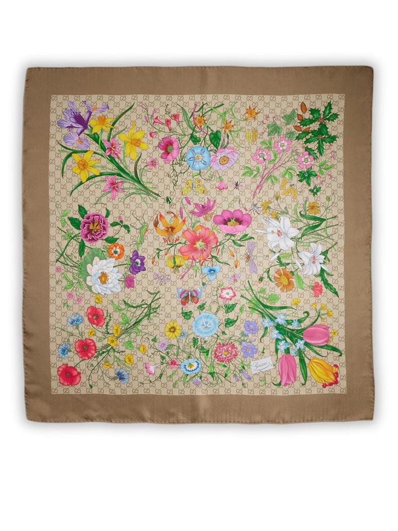 Gucci Women Silk Twill Scarf With Gg Print