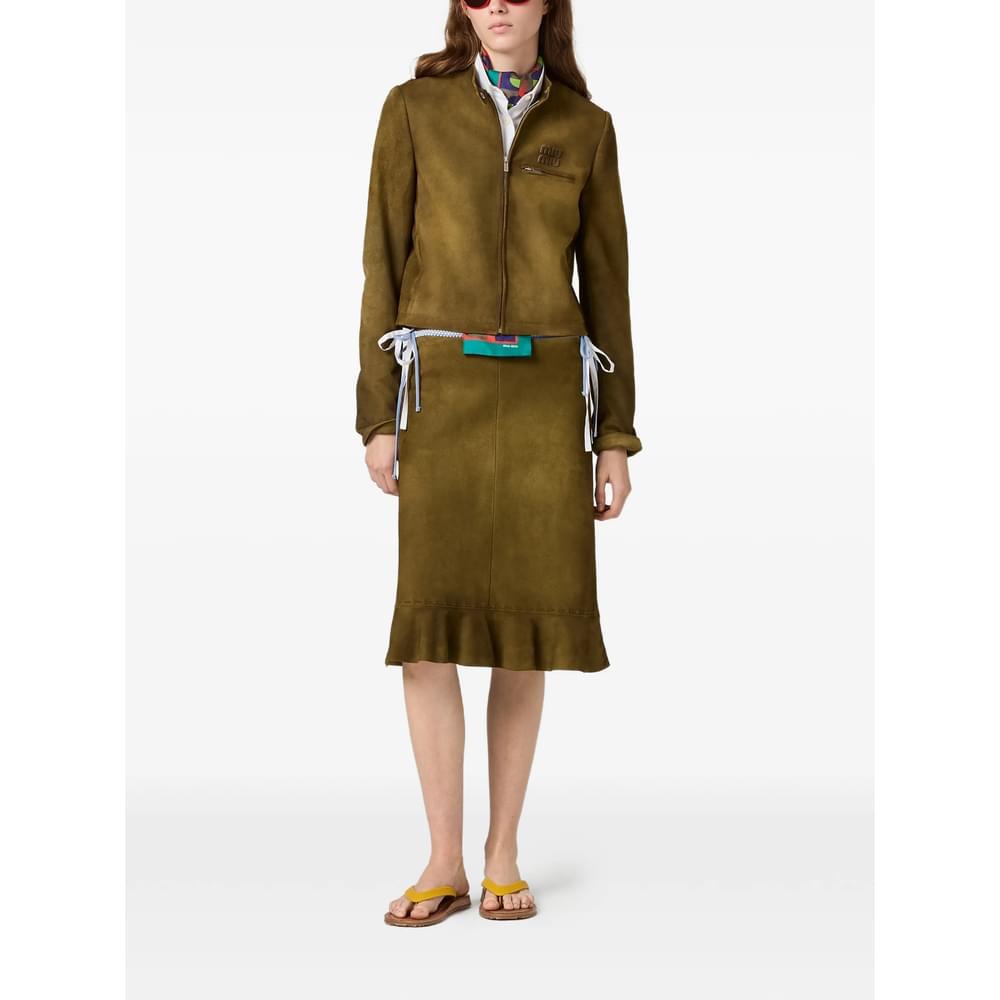 Miu Miu Green Jackets - Leather Jackets Women
