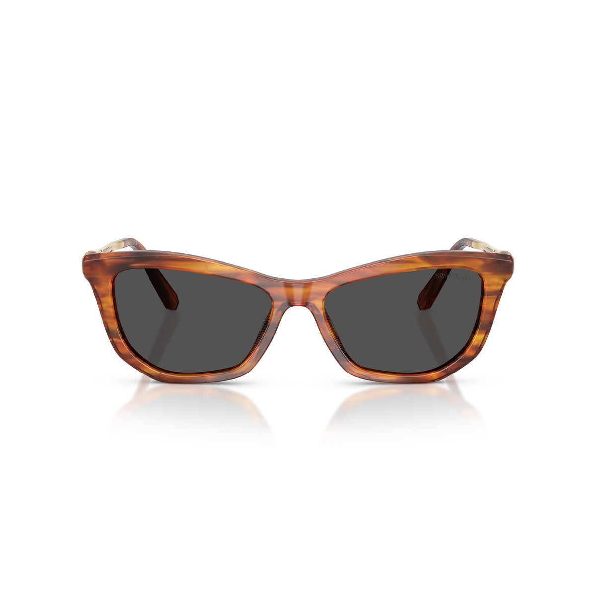 0Sk6057 Rectangular Tortoiseshell Acetate Sunglasses with Gold-tone Temples