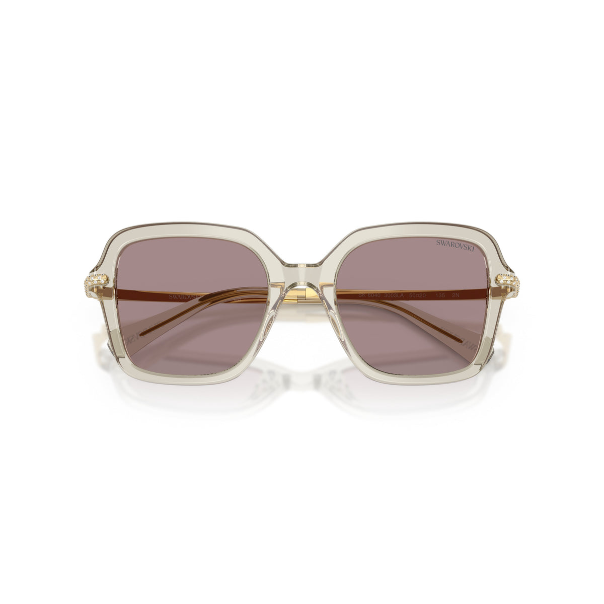 0Sk6040 Square Acetate Sunglasses with Translucent Beige Frame