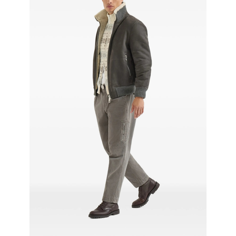 Brunello Cucinelli Grey Jackets - Bomber Jackets Men
