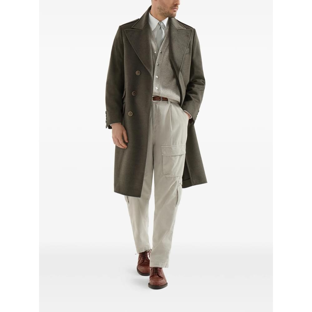 Brunello Cucinelli Green Coats - Double Breasted Coats Men