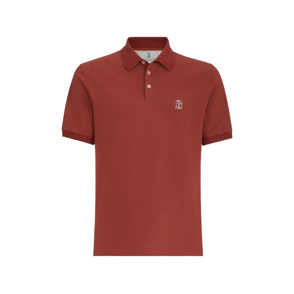 Brunello Cucinelli Orange Polo Shirts Men
