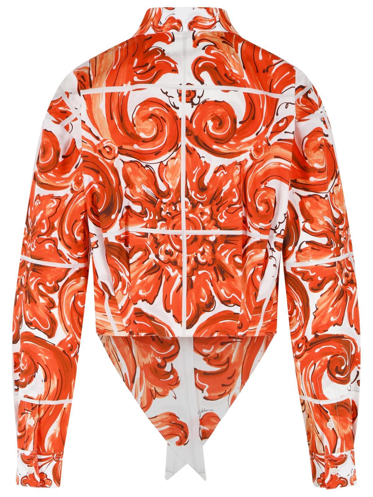 Dolce & Gabbana Majolica Print Cotton Poplin Shirt Women