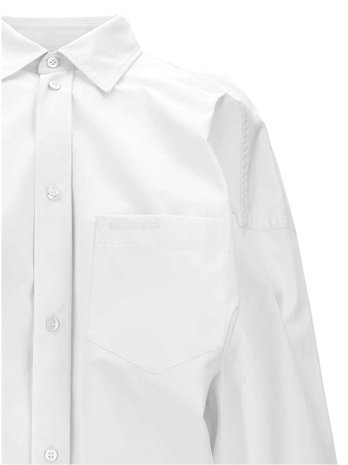 Balenciaga Women Asymmetric Shirt With Logo Embroidery