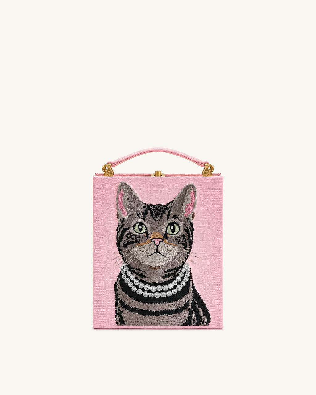 Taya Tabby Cat Pattern Book Shape Clutch Bag - Pink