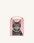 Taya Tabby Cat Pattern Book Shape Clutch Bag - Pink