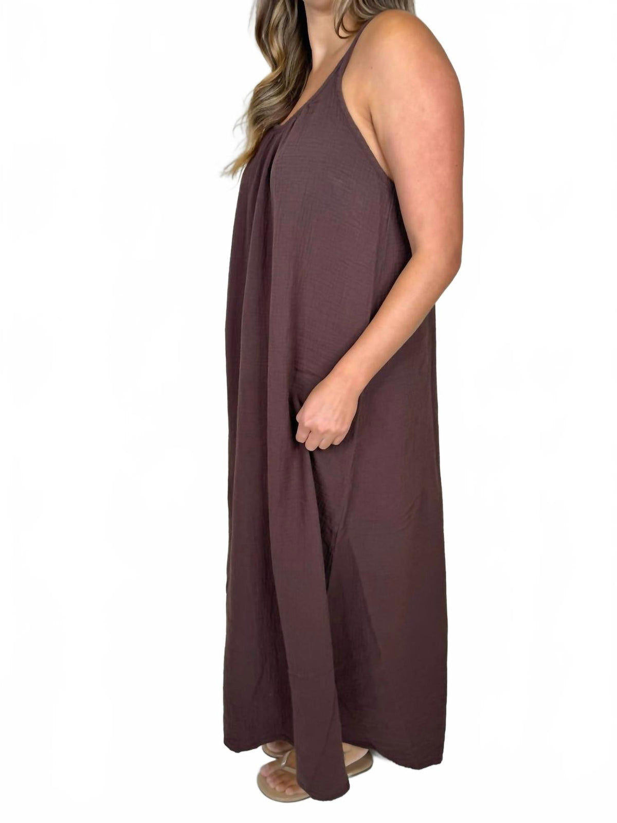 Cami Low Back Maxi Dress In Umber