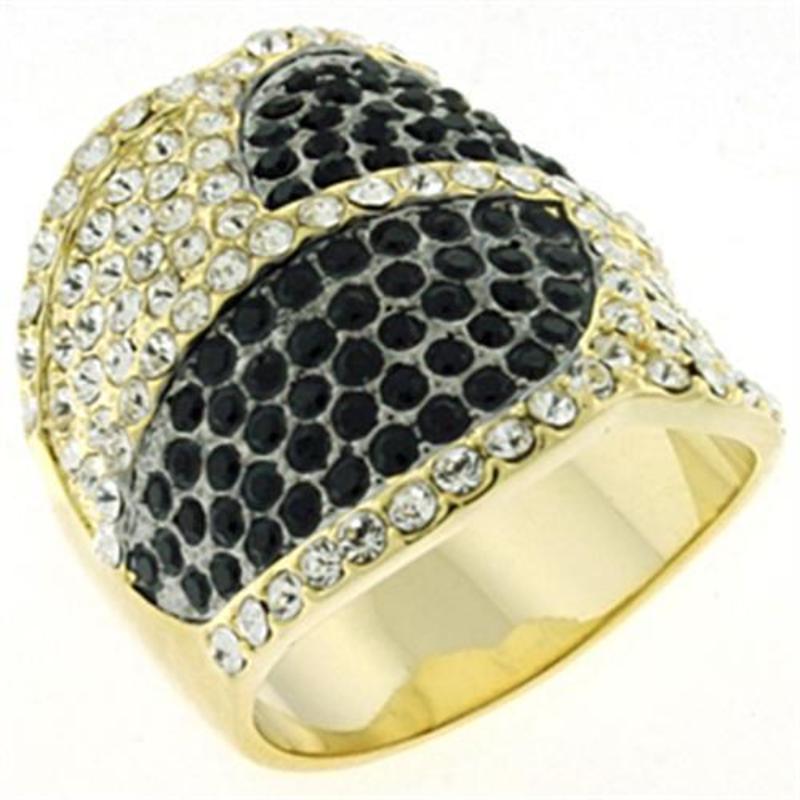Gold & Brush Brass Ring with Top Grade Crystal in Multi Color
