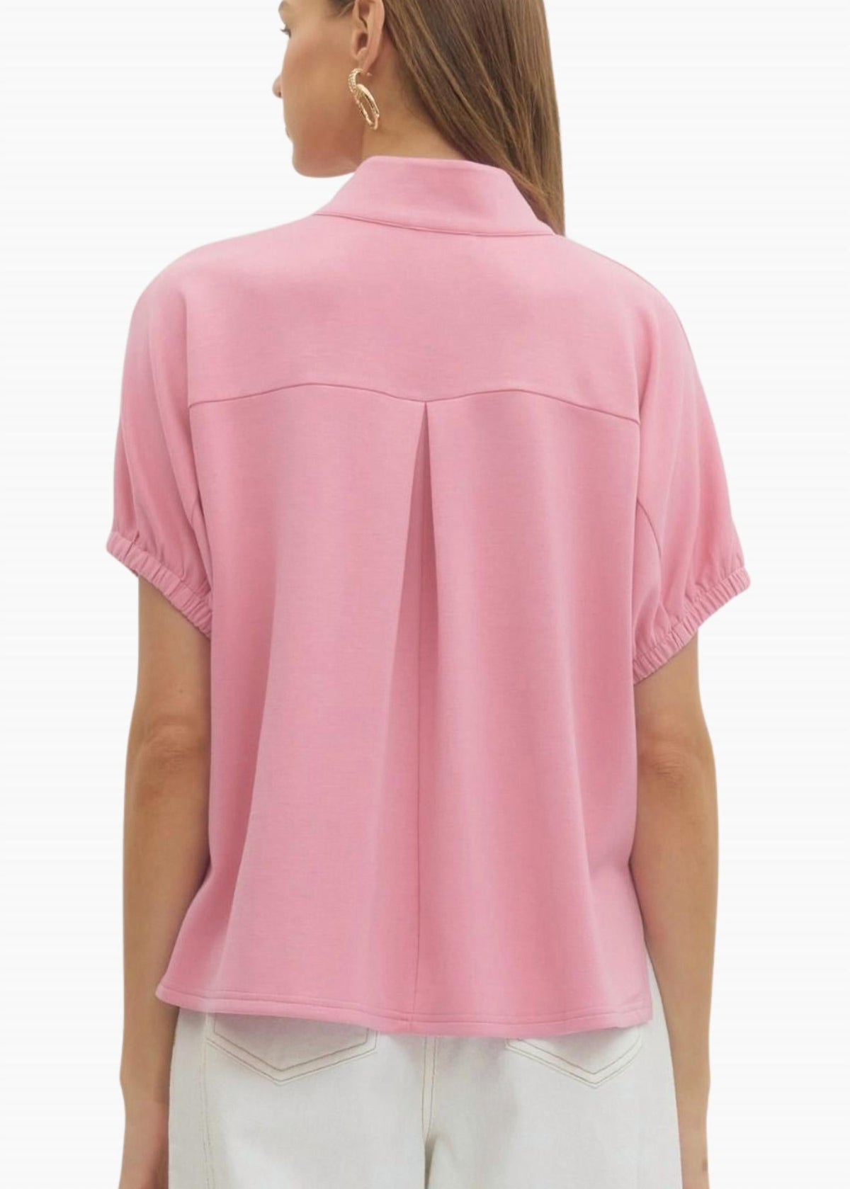 Collins Collared Top In Dusty Pink