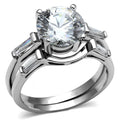High polished (no plating) Stainless Steel Ring with AAA Grade CZ in Clear