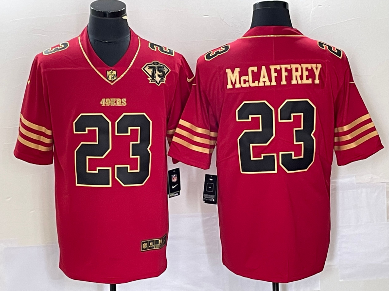 Men's San Francisco 49ers Christian McCaffrey #23 Red 75th Anniversary Game jersey